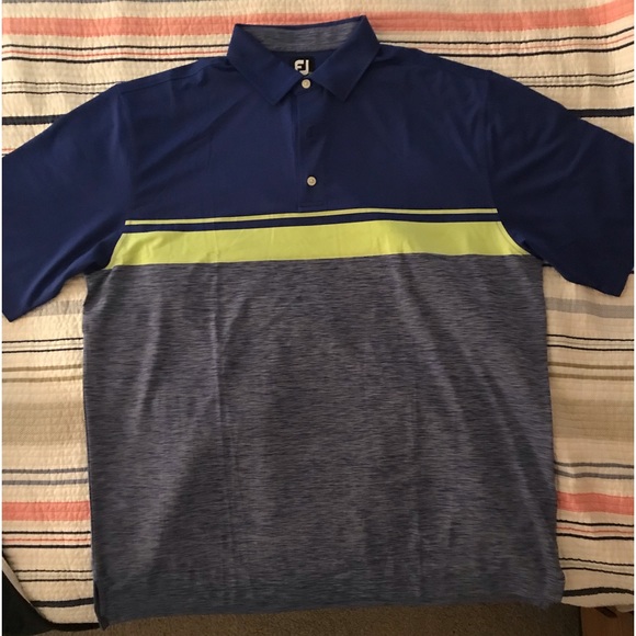 FootJoy Shirts Footjoy Mens Golf Shirt Xxl Blue With Yellow Stripes
